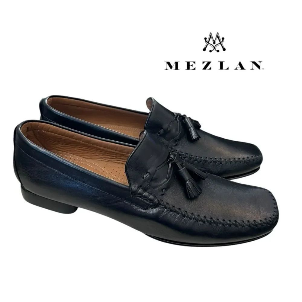 New Mezlan E6827 Black Leather Slip-on Loafers Dress Shoes 11.5
